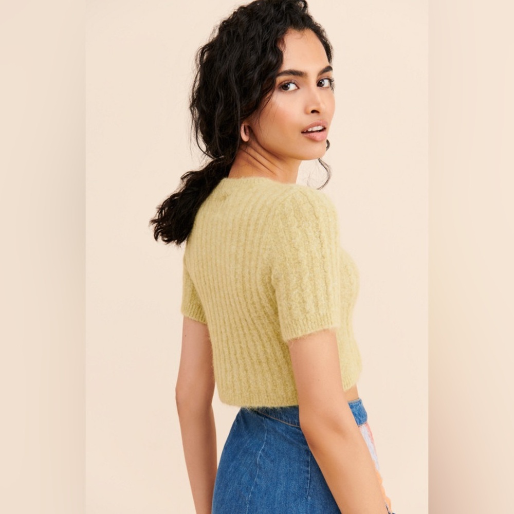 Tach Dalia knot pistachio Cardigan Sweater Too Anthropologie XS - Picture 2 of 7